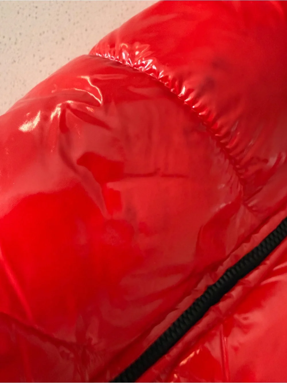 Michael Kors Glossy Red Puffer Vest with Removable Hoodie - Size Small